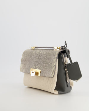 Balenciaga Multicolour Lizard and Calfskin Leather Le Dix Top Handle Bag with Gold Hardware