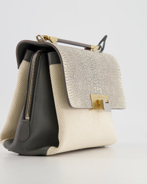 Balenciaga Multicolour Lizard and Calfskin Leather Le Dix Top Handle Bag with Gold Hardware