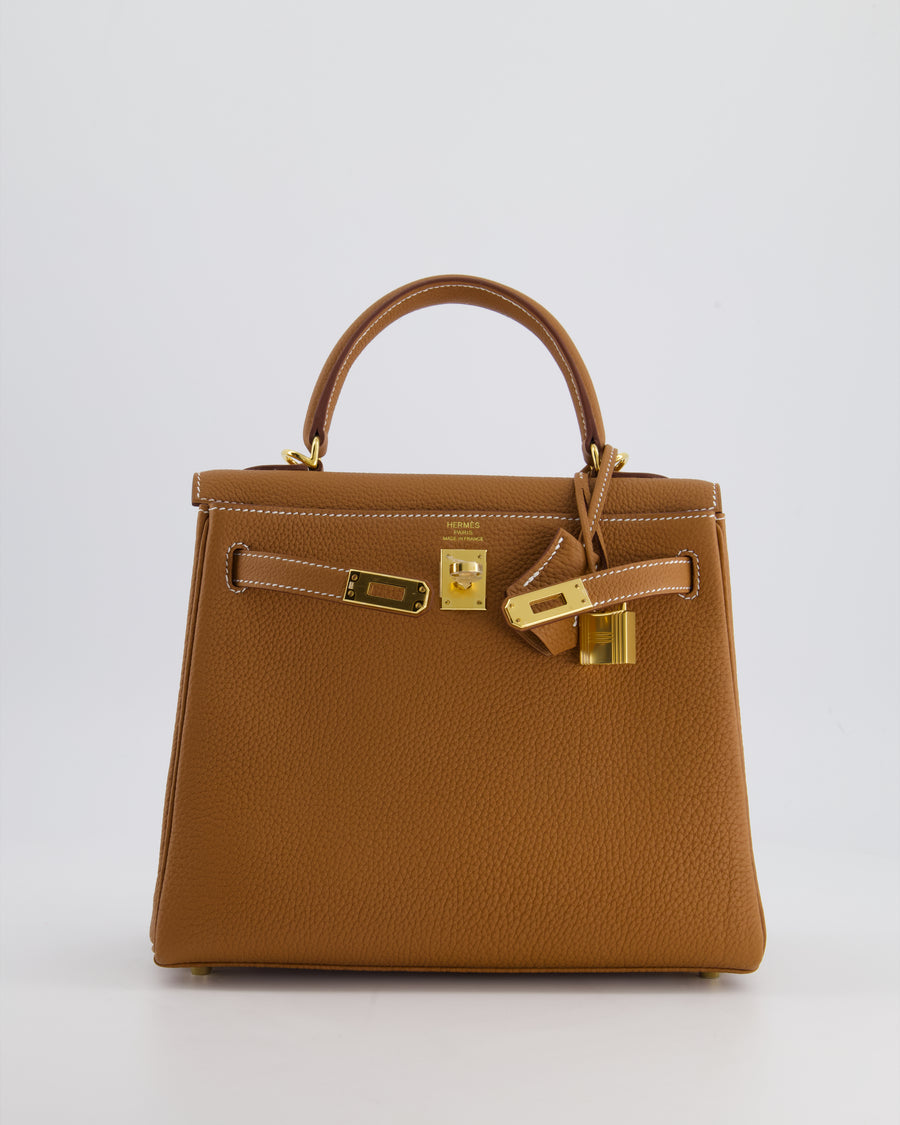 *HOLY GRAIL* Hermès Kelly Bag 25cm Retourne in Gold Togo Leather with Gold Hardware