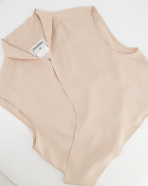 Chanel Dusty Pink Silk Cropped Top with Bow Detail Size FR 40 (UK 12)