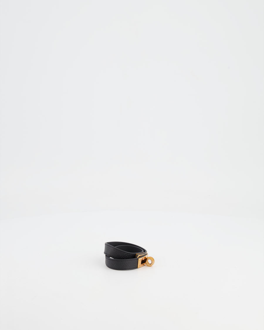 Hermès Kelly Double Tour Bracelet in Black with Rose Gold Hardware Size S