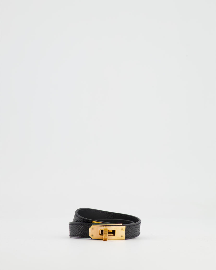 Hermès Kelly Double Tour Bracelet in Black with Rose Gold Hardware Size S