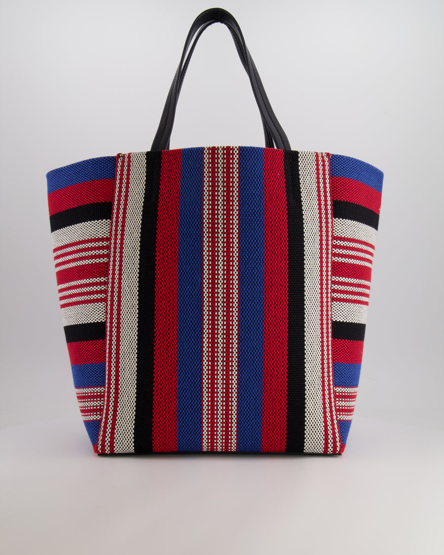 Celine Multicolour Woven Striped Phantom Cabas Tote Bag