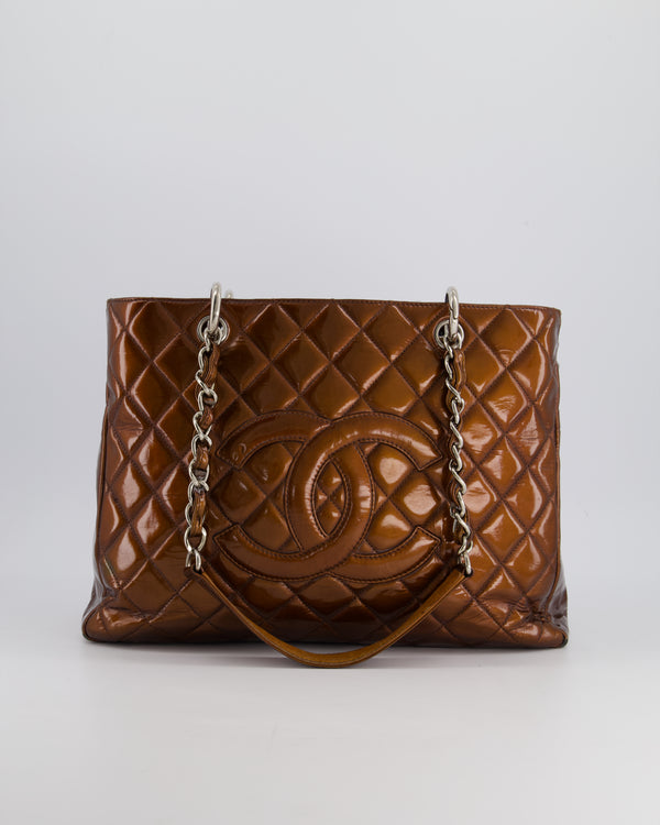 Chanel Bronze GST Grand Shopper Tote Bag in Patent Leather with Silver Hardware