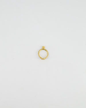 Fendi Gold Crystal Ring with F Logo Detail