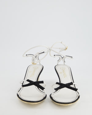 Chanel Vintage Black 
White Strappy Kitten Heels Size EU 40