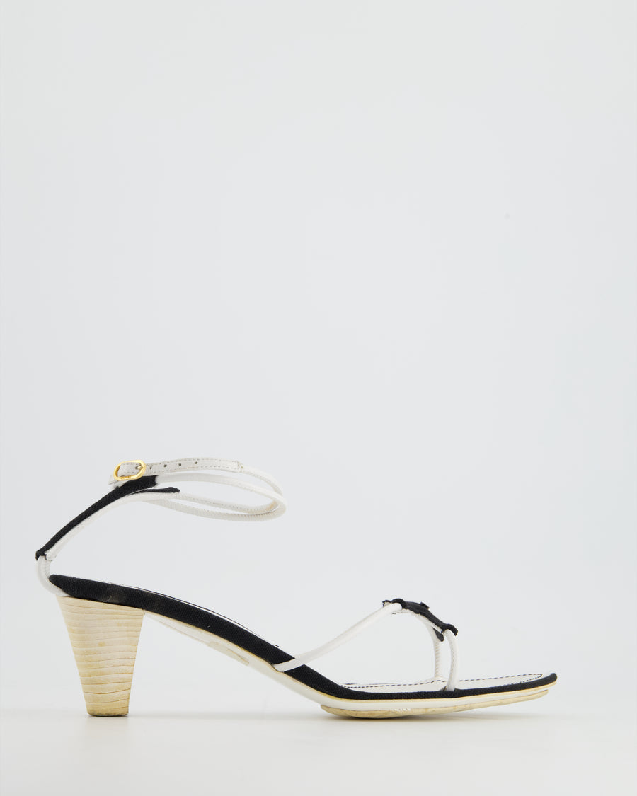 Chanel Vintage Black 
White Strappy Kitten Heels Size EU 40