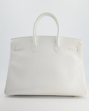 *RARE* Hermès Birkin Retourne Bag 35cm in White Epsom Leather and Gold Hardware