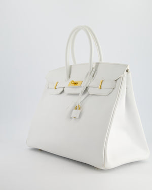 *RARE* Hermès Birkin Retourne Bag 35cm in White Epsom Leather and Gold Hardware