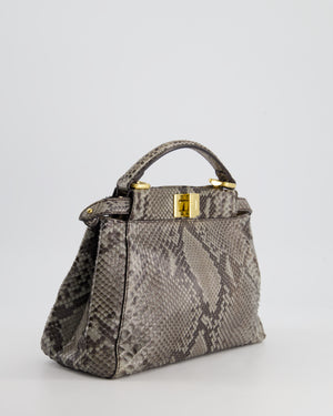 Fendi Grey Python Leather Small Peekaboo Bag with Gold Hardware RRP £5,300