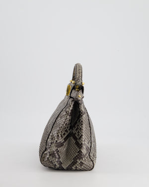 Fendi Grey Python Leather Small Peekaboo Bag with Gold Hardware RRP £5,300