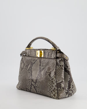 Fendi Grey Python Leather Small Peekaboo Bag with Gold Hardware RRP £5,300