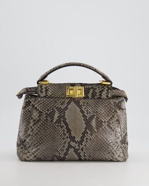 Fendi Grey Python Leather Small Peekaboo Bag with Gold Hardware RRP £5,300