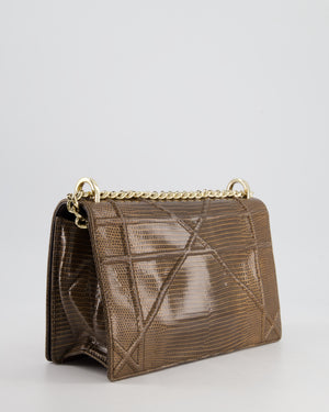 *RARE* Christian Dior Brown Medium Diorama Bag in Lizard Leather with Champagne Gold Hardware