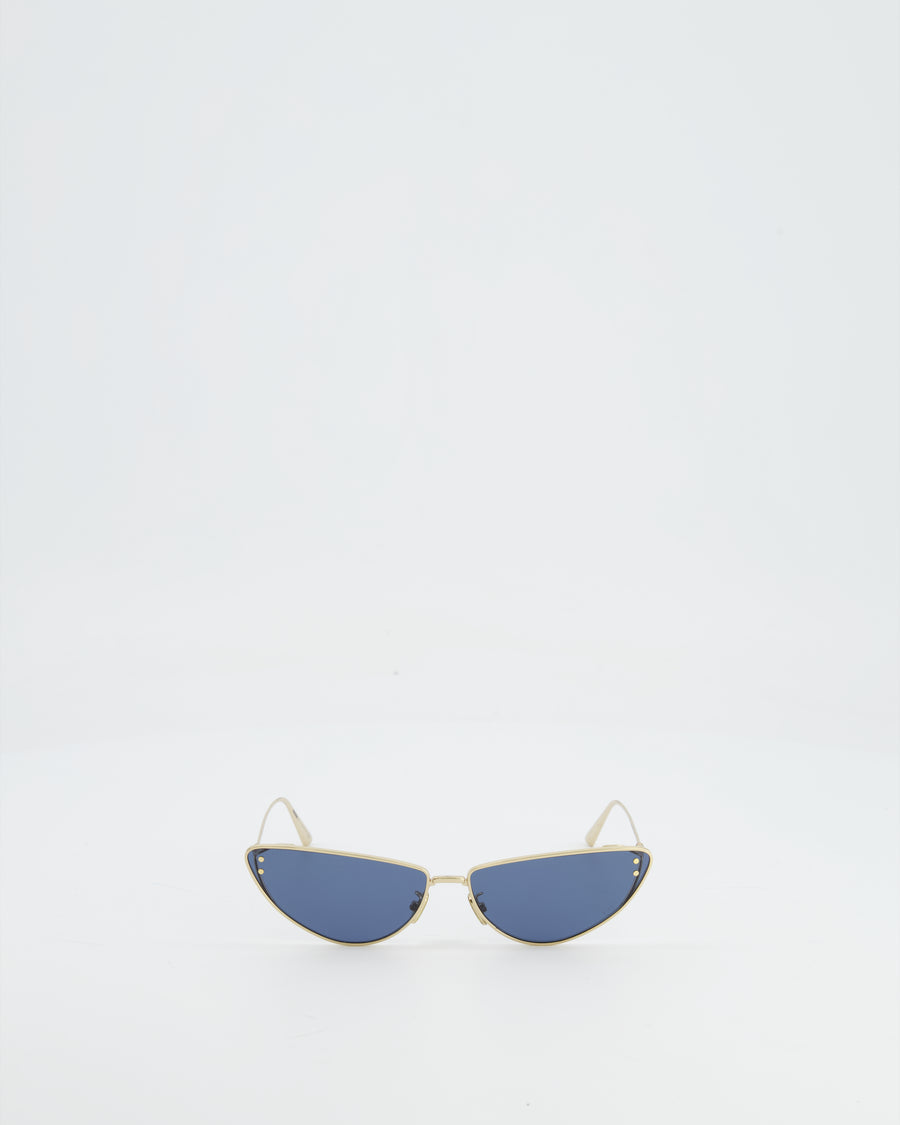 Christian Dior Gold Frame Cat eye Sunglasses with Black Lens Details