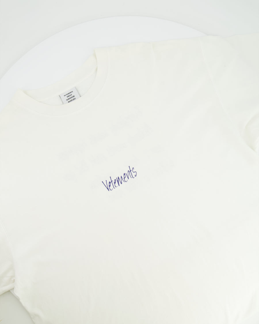 Vetements White Unisex T-Shirt with Logo and Back Detail Size S (UK 8)