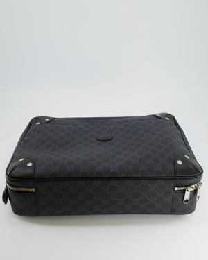 Gucci GG Black and Grey Briefcase with Back Strap Bag in Leather with Silver Hardware