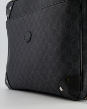 Gucci GG Black and Grey Briefcase with Back Strap Bag in Leather with Silver Hardware