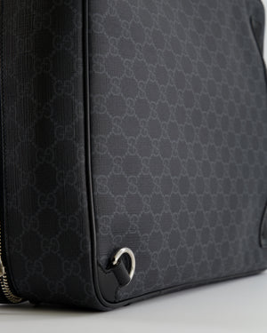 Gucci GG Black and Grey Briefcase with Back Strap Bag in Leather with Silver Hardware