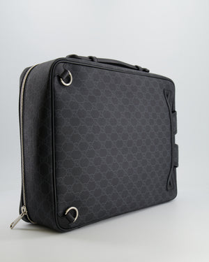 Gucci GG Black and Grey Briefcase with Back Strap Bag in Leather with Silver Hardware