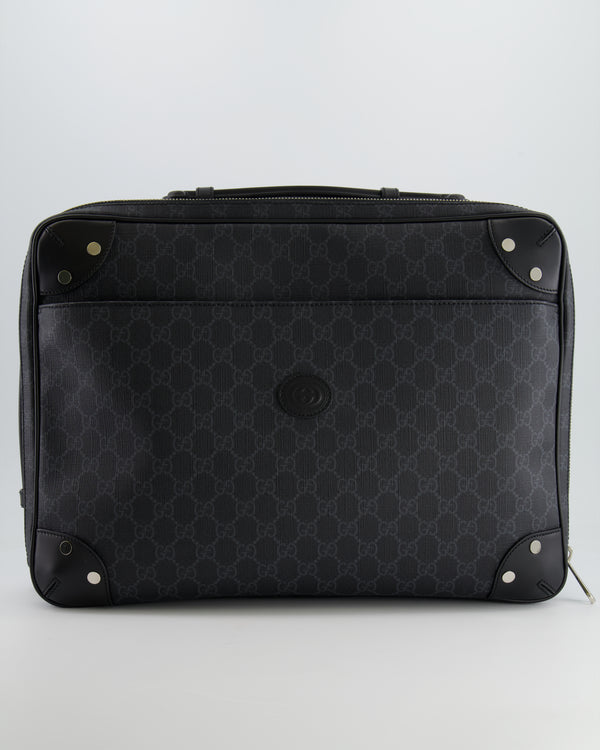 Gucci GG Black and Grey Briefcase with Back Strap Bag in Leather with Silver Hardware