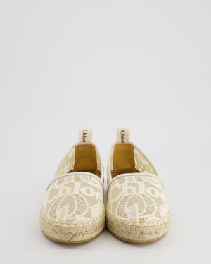 Chloé White Lace 
Logo Detail Espadrilles Size EU 38