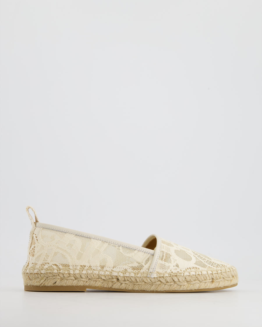 Chloé White Lace 
Logo Detail Espadrilles Size EU 38