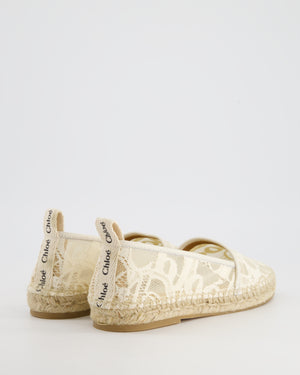 Chloé White Lace 
Logo Detail Espadrilles Size EU 38