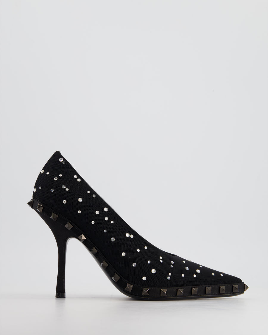 Valentino Garavani Black Rockstud Pump Heels with Crystal 
Rockstud Detail Size EU 38 RRP £1130