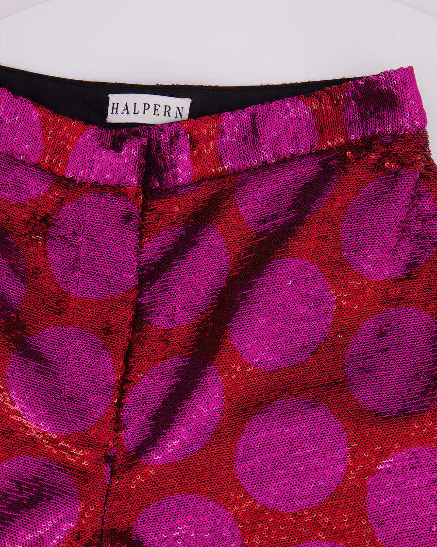 Halpern Pink Graphic Sequin Flare Trousers Size FR 40 (UK 12)