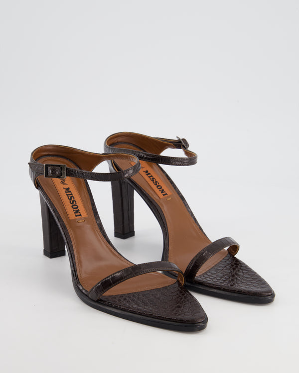 Missoni Brown Croc-Embossed Sandal Heels Size EU 37