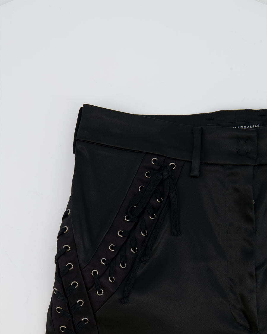 Dolce 
Gabbana Black Satin Laced-Up Trousers Size IT 42 (UK 10)