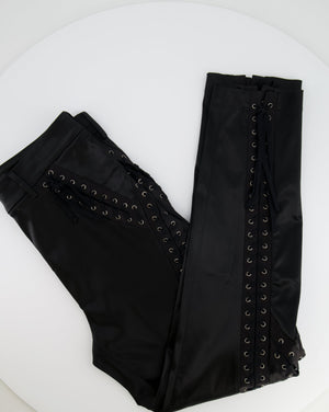 Dolce 
Gabbana Black Satin Laced-Up Trousers Size IT 42 (UK 10)