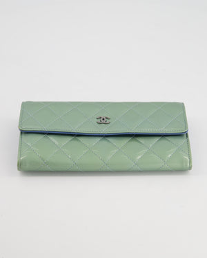 Chanel Light Blue Patent Longline Wallet with Silver Hardware