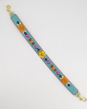 Dolce 
Gabbana Light Blue, Yellow Pink Floral Embellished Bag Strap