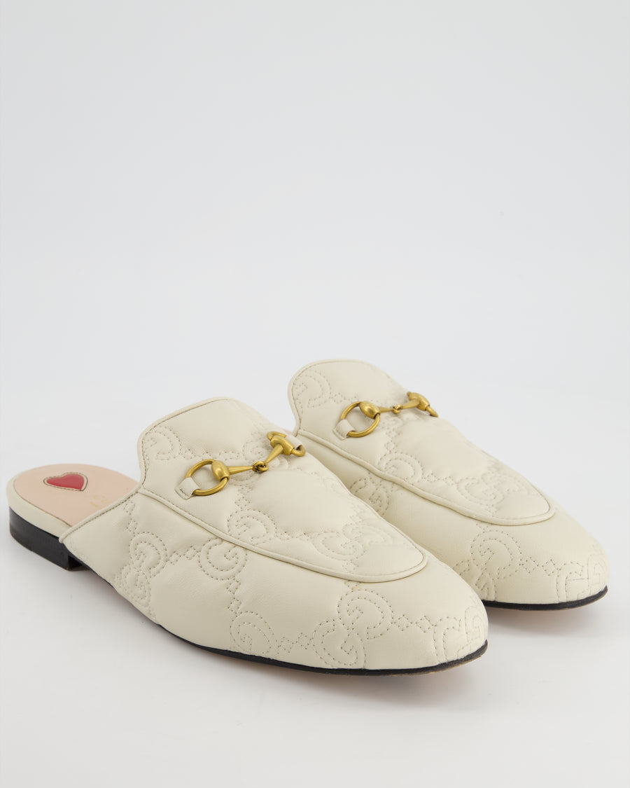 Gucci Cream Leather GG Padded Princetown Loafer Size EU 41.5