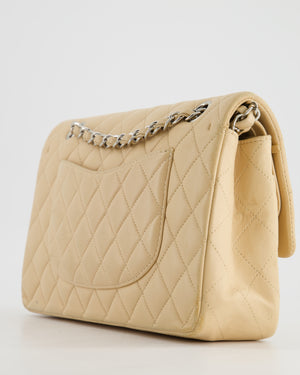 *FIRE PRICE* Chanel Beige Medium Double Flap Bag in Lambskin Leather with Silver Hardware