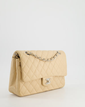 *FIRE PRICE* Chanel Beige Medium Double Flap Bag in Lambskin Leather with Silver Hardware