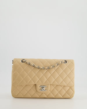 *FIRE PRICE* Chanel Beige Medium Double Flap Bag in Lambskin Leather with Silver Hardware