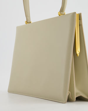 Celine Light Grey Large Clasp Bag in Box Calfskin with Brushed Gold Hardware