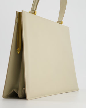 Celine Light Grey Large Clasp Bag in Box Calfskin with Brushed Gold Hardware