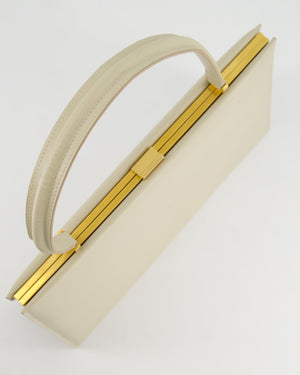 Celine Light Grey Large Clasp Bag in Box Calfskin with Brushed Gold Hardware