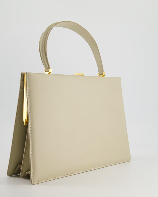 Celine Light Grey Large Clasp Bag in Box Calfskin with Brushed Gold Hardware