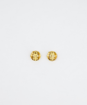 Chanel Vintage Yellow Gold Cut-Out Small Round Clip-On Earrings with CC Logo