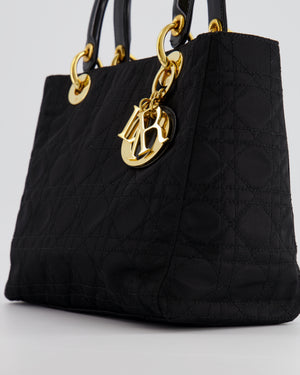 *FIRE PRICE* Christian Dior Black Medium Lady Dior Bag in Canvas with Gold Hardware RRP £5,300