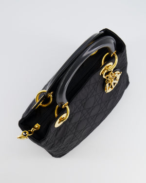 *FIRE PRICE* Christian Dior Black Medium Lady Dior Bag in Canvas with Gold Hardware RRP £5,300