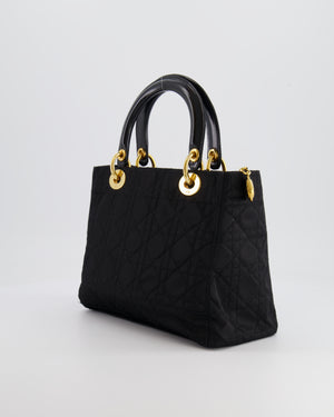 *FIRE PRICE* Christian Dior Black Medium Lady Dior Bag in Canvas with Gold Hardware RRP £5,300