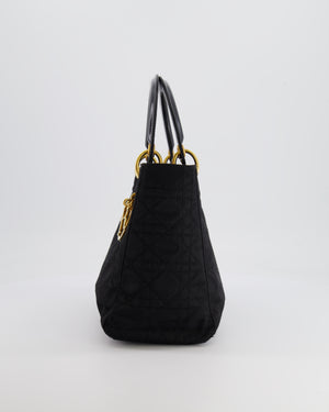 *FIRE PRICE* Christian Dior Black Medium Lady Dior Bag in Canvas with Gold Hardware RRP £5,300