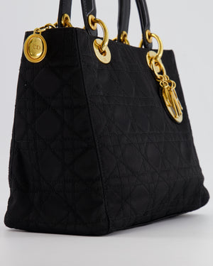 *FIRE PRICE* Christian Dior Black Medium Lady Dior Bag in Canvas with Gold Hardware RRP £5,300