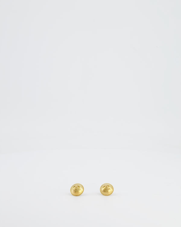 Chanel Vintage Brushed Gold CC Logo Round Clip-On Earrings